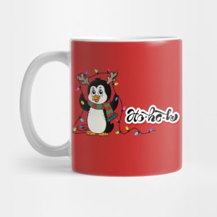 Penguin deer with Christmas lights - HO HO HO Mug